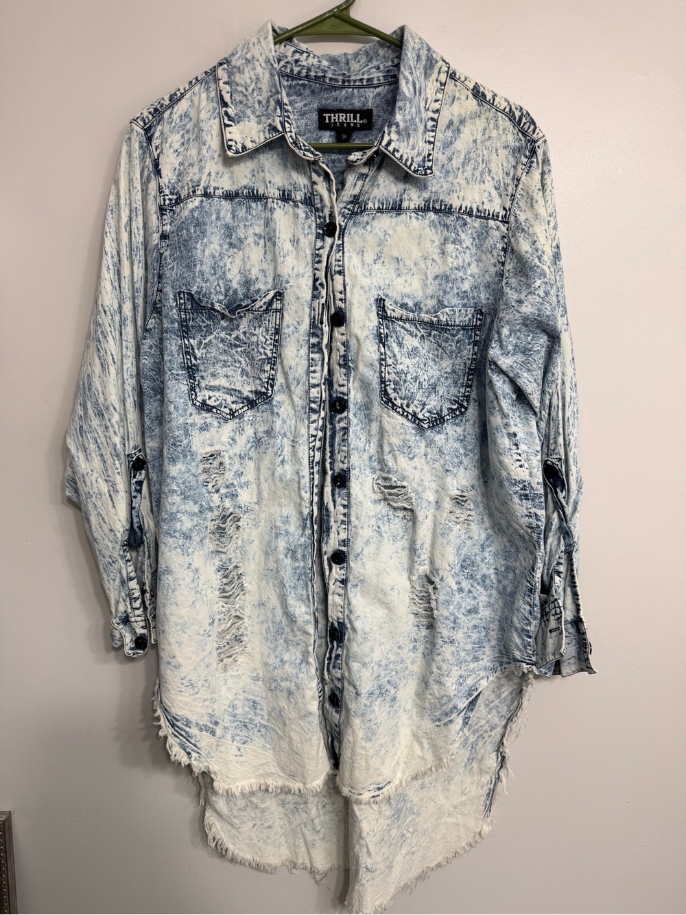 Thrill Jeans Acid Wash Denim Shirt Tunic Dress 🦩